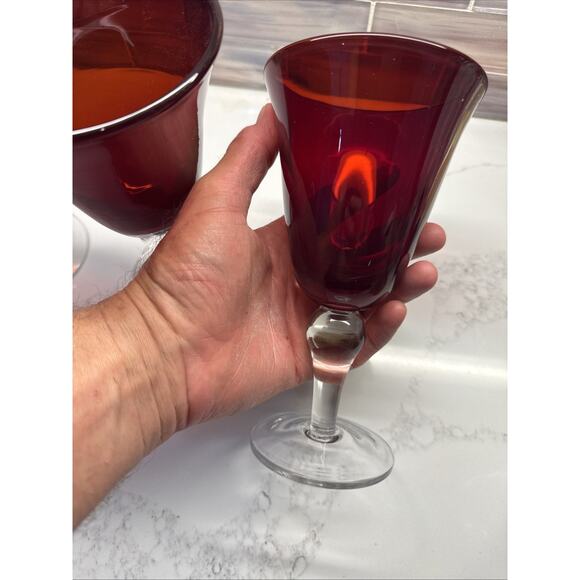Red Casual Setting Water Glasses Durand Ruby Red Glassware 3 - Picture 7 of 14